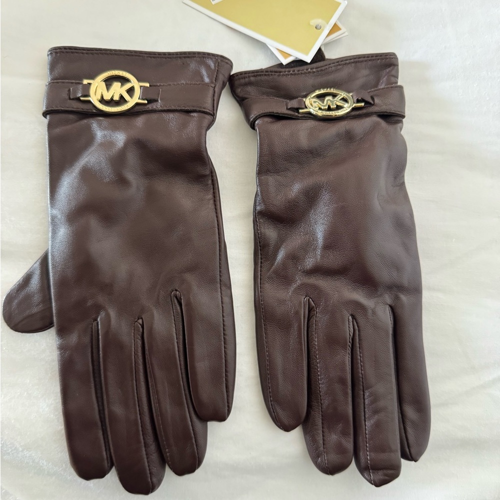 Michael Kors Brown Leather Gloves NWT